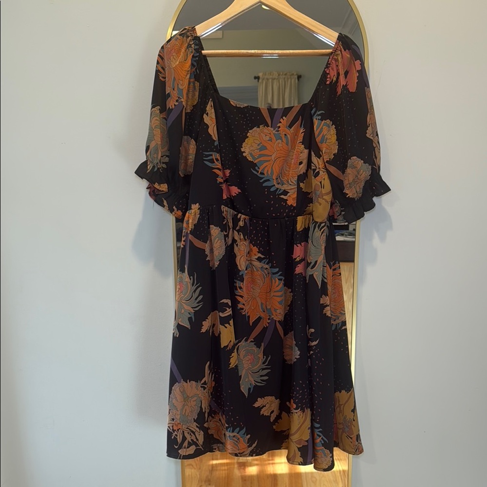 JODIFL Black Dress with  Floral Design
